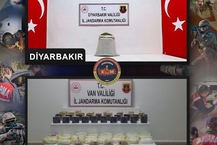 Jandarma Genel Komutanlığı Diyarbakır ve Van’da yapılan operasyonlarda yüklü miktarda