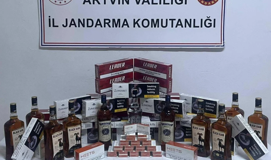 Artvin İl Jandarma Komutanlığı ekipleri gümrük kaçağı sigara ve içki